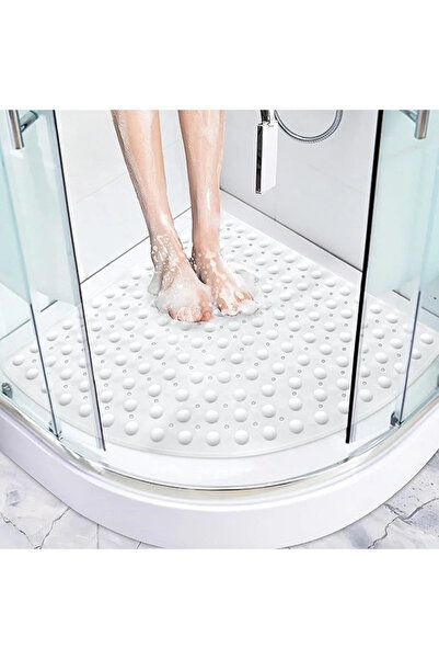 ZUZU MADE Beyaz Renk Vantuzlu Köşe Banyo Duş Kaydırmazı ve Banyo Duş Paspası ...