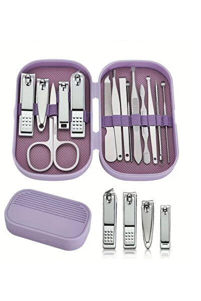 newnet 14-Piece Mini Lila Boxed Manicure Pedicure Set -Ç Bag and Travel Size