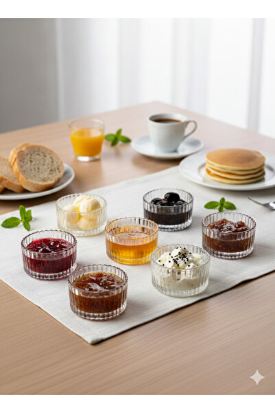 Bereketli Store 6’lı Küçük Boy Çizgili Sos ve Sunumluk Kase