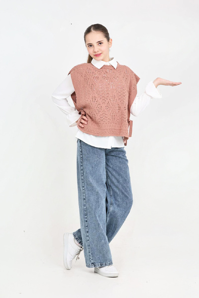 MODANINO Κοριτσίστικο Σετ Τζιν 3τμχ (Παντελόνι+Πουκάμισο+Πλεκτό Γιλέκο ) 5-15...