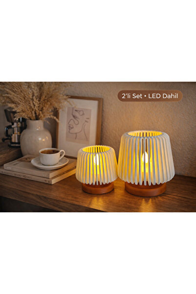 Miralux Asimetrik 2’li Dekoratif Led Talight Şamdan Mumluk Modern Masaüstü & ...