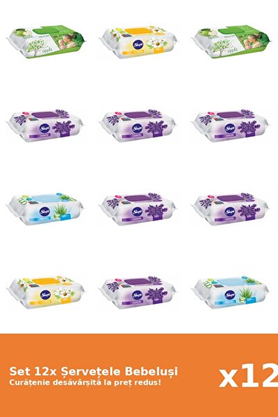 Sleepy Set of 12 Sleepy Baby Wipes: Aloe Vera, Apple, Lavender, Chamomile