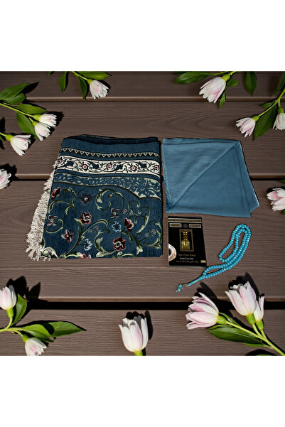 Zey-Al منسوج طقم سجادة صلاة |   مجموعة هدايا معطرة تتضمن سجادة صلاة، وشال، وم...