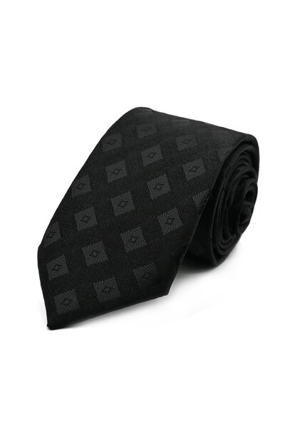 Sade Kravat Black Plaid and Special Patterned Tie 33148 Black
