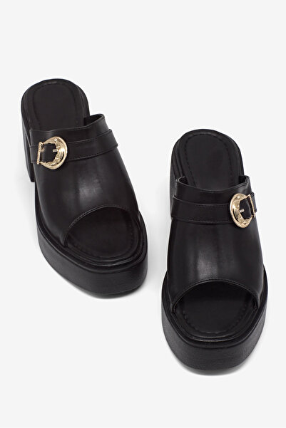 Tonny Black Ženske crne Visok đon pakovanja udobne Sa kopčom Papuče