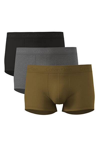 Calvin Klein Men's Black/Grey/Khaki Trunk 3-Pack Boxer