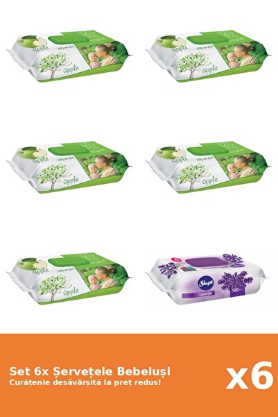 Sleepy Set 6 Șervețele Bebeluși Sleepy: Apple, Lavanda