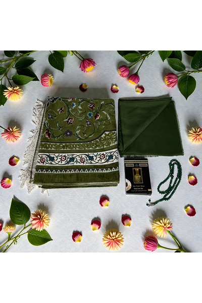 Zey-Al Woven Prayer Rug Set |   Scented Gift Set with Prayer Rug, Scarf, Pray...