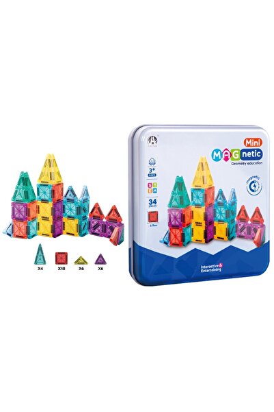 oyuncak vitrinim Mini Seyahat Tipi Metal Kutulu 34 Parça Magnet Oyun Seti