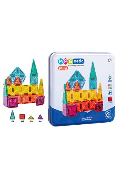 oyuncak vitrinim Mini Seyahat Tipi Metal Kutulu 24 Parça Magnet Oyun Seti