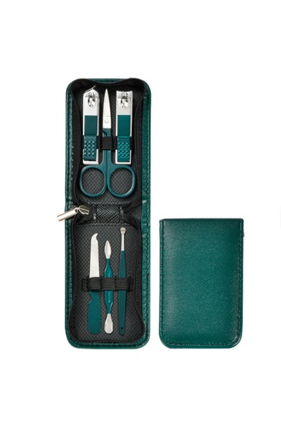 newnet مجموعة العناية بالأظافر/الباديكير مكونة من 6 قطع مع سحاب أخضر DE جلد a...