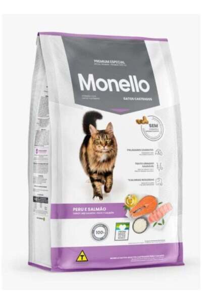 Monello طعام للقطط البالغة المعقمة - ديك رومي وسمك السلمون - تركيبة خاصة للتح...