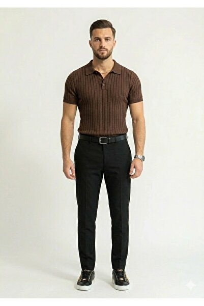 Plus Scorpion Ribbed knit polo collar T-shirt