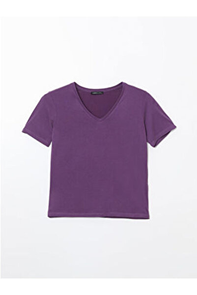 LC Waikiki Modanova Sezon Purple V-Neck Women's T-Shirt