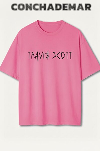 Vordevia Travis Scott cu imprimeu Premium supradimensionat bumbac lu tricou