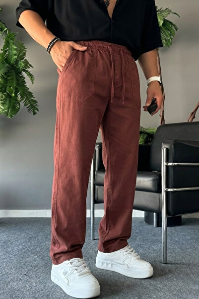 COMBİNE MİCHAİL Men's Comfortable Summer Tile Linen Pants