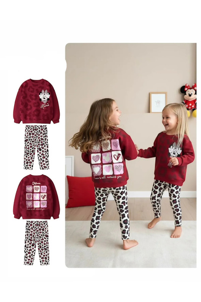 Babili Leopard Corded Fabric Tights 2Li Set for Girls