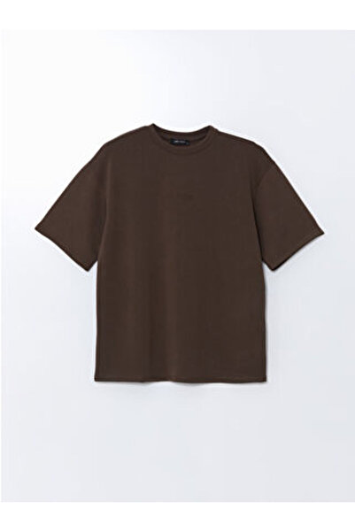 LC Waikiki Modanova Sezon Brown Modal Mixed Embroidered Oversized Women's T-S...