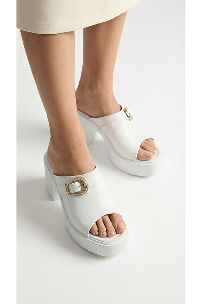 Limeo Buckle Detail Open-Front High-Heeled Comfortable Women's Summer Shoes S...