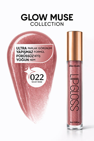 Shine Garden Velvet Rose | Gül Kurusu Işıltılı Lip Gloss - Ultra Parlak, Yoğu...
