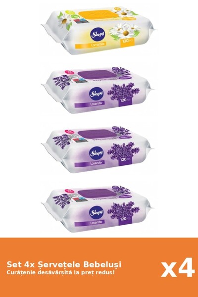 Sleepy Set 4 Șervețele Bebeluși Sleepy: Lavanda, Musetel