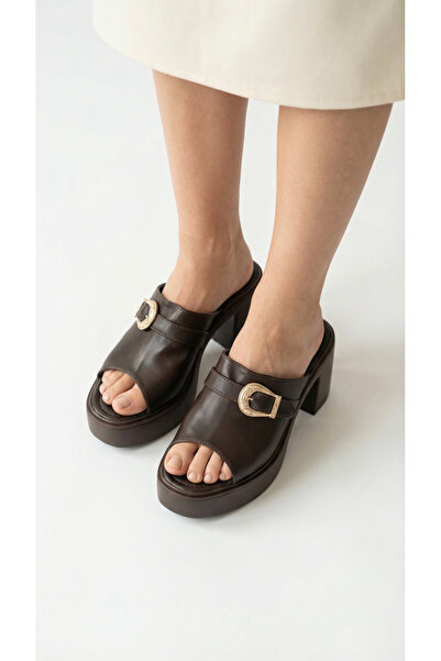 Limeo Buckle Detail Open-Front High-Heeled Comfortable Women's Summer Shoes S...