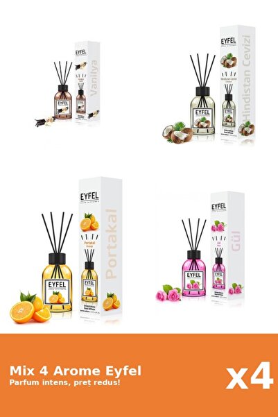 Eyfel Set 4 Mix Eyfel: 1x Nuca De Cocos, 1x Portocala, 1x Trandafir, 1x Vanilie