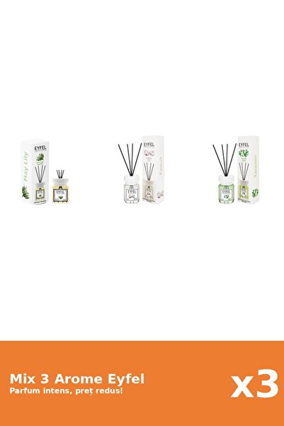 Eyfel Set 3 Mix Eyfel: 1x Bumbac, 1x Iasomie, 1x Lacramioare