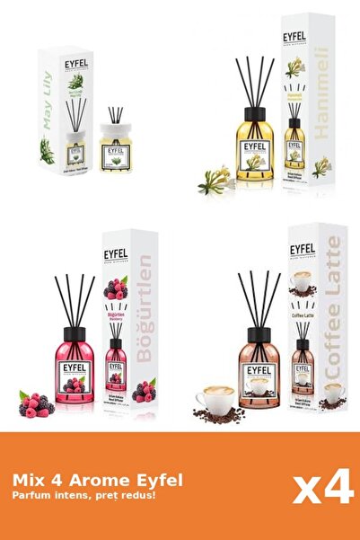 Eyfel Set 4 Mix Eyfel: 1x Cafea, 1x Fructe De Padure, 1x Lacramioare, 1x Mana...