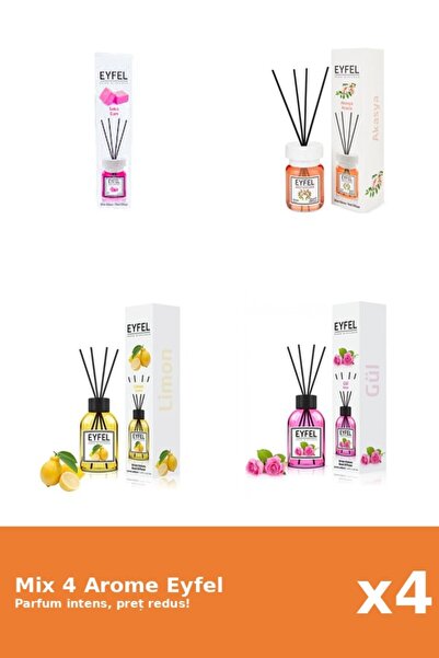 Eyfel Set 4 Mix Eyfel: 1x Acacia, 1x Bubble Gum, 1x Lamaie, 1x Trandafir