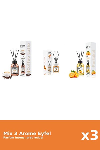 Eyfel Set 3 Mix Eyfel: 1x Cafea, 1x Piersica, 1x Portocala