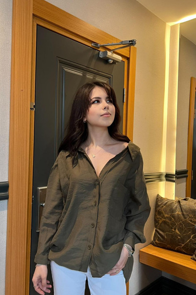 sunfyre Women's V-Neck Modal Fabric Casual Single Pocketed Sheer Shirt Sun290