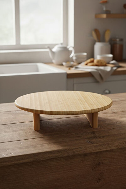 Vadi Bamboo Round Presentation Plates Breakfast Serving Stand