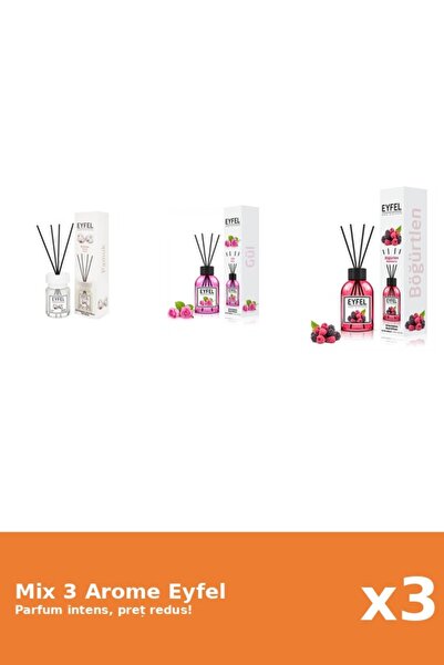 Eyfel Set 3 Mix Eyfel: 1x Bumbac, 1x Fructe De Padure, 1x Trandafir