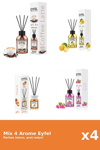 Eyfel Set 4 Mix Eyfel: 1x Cafea, 1x Lamaie, 1x Piersica, 1x Trandafir