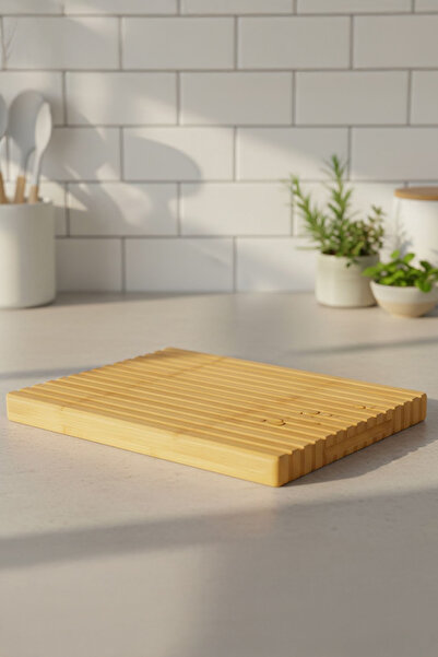 Vadi Bamboo Cutting Board Bread Slicer Slotted Kitchen Cutting Board