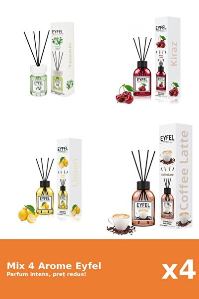 Eyfel Set 4 Mix Eyfel: 1x Cafea, 1x Cirese, 1x Iasomie, 1x Lamaie