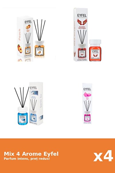 Eyfel Set 4 Mix Eyfel: 1x Bubble Gum, 1x Cool Water, 1x Piersica, 1x Red Dragon