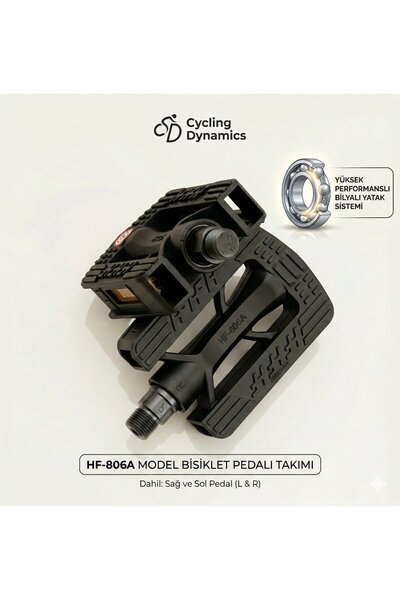 heugers Reflektörlü Bilyalı Bisiklet Pedalı HF-806A – Kaymaz Yüzeyli Dayanıkl...