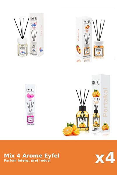 Eyfel Set 4 Mix Eyfel: 1x Bubble Gum, 1x Orhidee, 1x Piersica, 1x Portocala