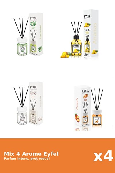 Eyfel Set 4 Mix Eyfel: 1x Ananas, 1x Bumbac, 1x Iasomie, 1x Piersica