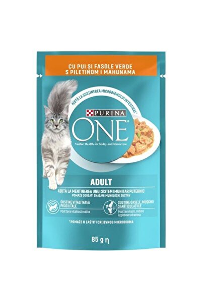 Purina One Hrană umedă pentru pisici adulte, cu pui și fasole verde, 26 x 85 g