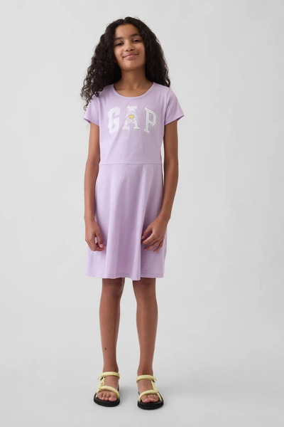 GAP Rochie liliac cu logo pentru fete