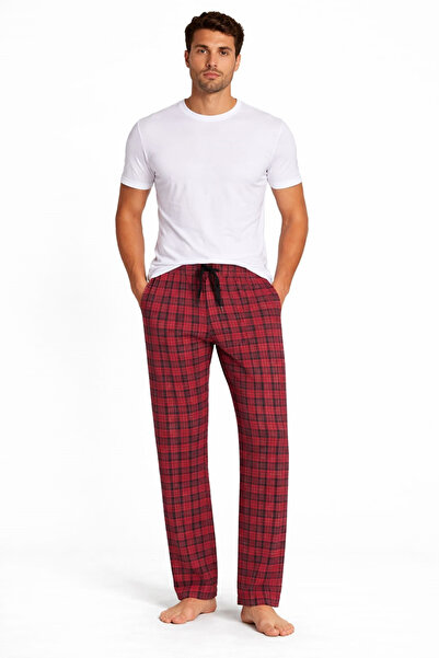 Pemilo Men's Patterned Pocketed 100% Cotton Single Bottom Pants