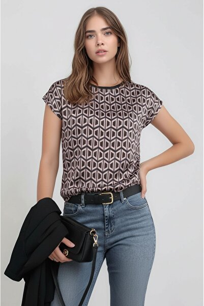 MAMAYAGA Women's Crew Neck Satin Viscose Short Sleeve Sports Stylish Patterne...