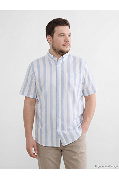 LC Waikiki Ανδρικό πουκάμισο GiyÇık Store den White Regular Fit με ρίγες Dobby