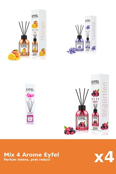 Eyfel Set 4 Mix Eyfel: 1x Bubble Gum, 1x Fructe De Padure, 1x Lavanda, 1x Mango