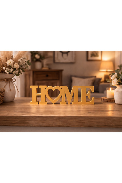 SteraDesign HOME Yazı Dekoratif Obje – Gold Modern Masa Üstü Salon Yatak Odas...