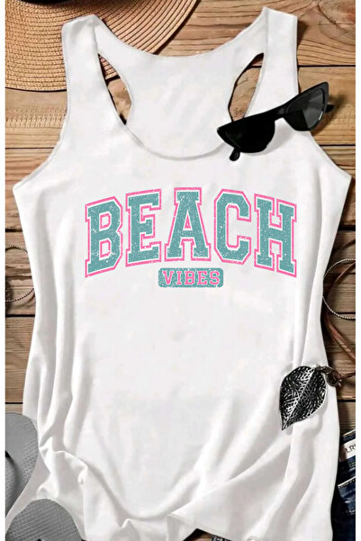 SUNFREE Beach Vibes Printed Women's Swimmer Athlete Cotton Pack U-Neck Tshirt