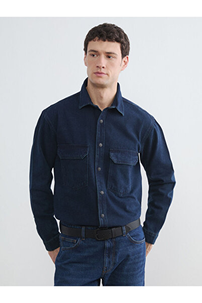 LC Waikiki Ανδρικό τζιν πουκάμισο Indigo Comfortable Fit από το κατάστημα GiyÇık